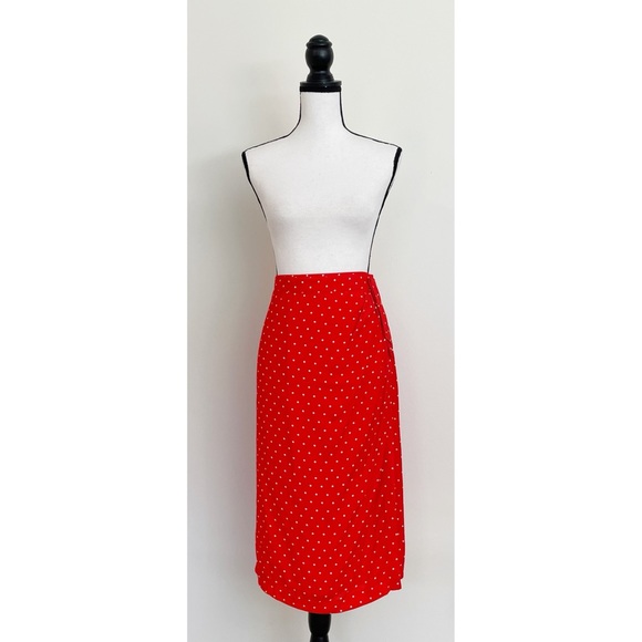 Vintage 80s Polka Dot Wrap Sarong Skirt - Picture 2 of 9